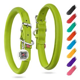 Ultra Soft Rolled Leather Dog Collar for Small Dogs Soft Padded Male & Female Dog Collar 10-13 inch Neck Green Color