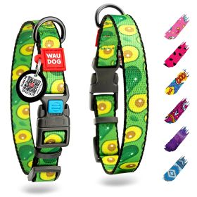 Nylon Dog Collar Adjustable for Large Dogs S/M Dogs Collar with Durable Plastic Buckle 9-16 inch Neck x 4/5 inch Wide Avocado Pattern