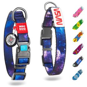 Nylon Dog Collar Adjustable for Large Dogs S/M Dogs Collar with Durable Plastic Buckle 14-23 inch Neck x 1 inch Wide Purple Nasa Color