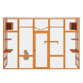 Wooden  Enclosure with 6 Jumping Platforms 2  Condos  Bridge & Scratching Board Orange