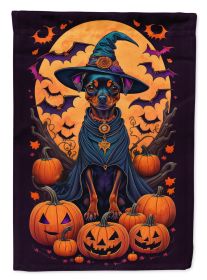 Miniature Pinscher Witchy Halloween Garden Flag Mailbox Flag Decorative Yard Flag Banner Outside Patio Artwork Yard Flower Beds Garden