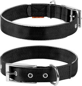 Nylon Reflective Dog Adjustable Dog with Metal Buckle Heavy Duty S/M/L Dogs S Size 12-15 inch Neck Black Collar