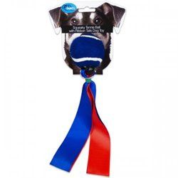 Squeaky Tennis Ball With Ribbon Tails Dog Toy (pack of 12)-J