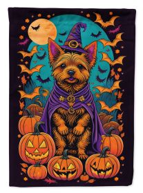 Norwich Terrier Witchy Halloween Garden Flag Mailbox Flag Decorative Yard Flag Banner Outside Patio Artwork Yard Flower Beds Garden