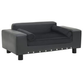 Dog Sofa Dark Gray 31.9"x16.9"x12.2" Plush & Faux Leather