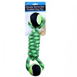 Double Tennis Ball Knotted Dog Toy (pack of 3)-N