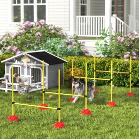 4 Piece Dog Agility Course Backyard Set with 4 Height Adjustable Dog Agility Jumps, Carry Bag, Yellow-A