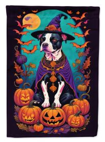 Pit Bull Terrier Witchy Halloween Garden Flag Mailbox Flag Decorative Yard Flag Banner Outside Patio Artwork Yard Flower Beds Garden