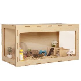 Wooden Hamster Cage Small Animals House Acrylic Hutch for Dwarf Hamster Guinea Pig Chinchilla Opening Top with Air Vents