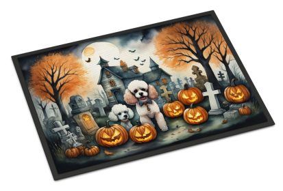 Poodle Spooky Halloween Doormat Front Door Mat Indoor Outdoor Rugs for Entryway, Non Slip Washable Low Pile, 18H X 27W -F