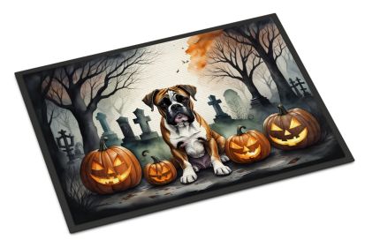 Boxer Spooky Halloween Doormat Front Door Mat Indoor Outdoor Rugs for Entryway, Non Slip Washable Low Pile, 18H X 27W -B