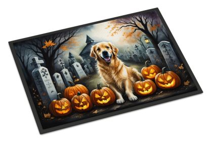 Golden Retriever Spooky Halloween Doormat Front Door Mat Indoor Outdoor Rugs for Entryway, Non Slip Washable Low Pile, 18H X 27W -H