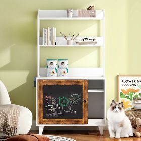 Graffiti the litter box Enclosure 2 Storage Shelves 1 Doors Hidden Litter Box Enclosure Furniture Shelf Indoor  House Litter Box White