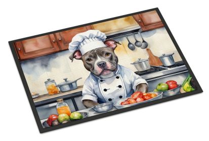 Pit Bull Terrier The Chef Doormat Front Door Mat Indoor Outdoor Rugs for Entryway, Non Slip Washable Low Pile, 18H X 27W -B