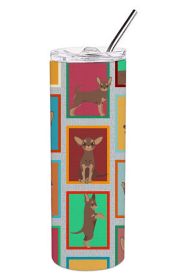 Lots of Chocolate Chihuahua Stainless Steel Skinny Tumbler Vacuum Double Walled Reusable Insulated Travel Cup for Coffee with Lid, 20 oz -K