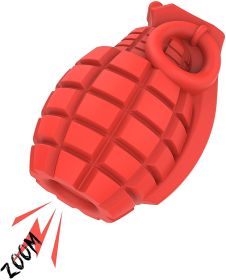 A durable and sturdy red grenade sounding toy suitable for large breeds of dogs; and a dog toy for cleaning teeth with non-toxic natural rubber-C