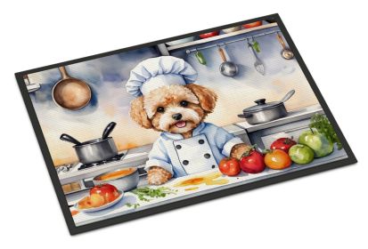 Maltipoo The Chef Doormat Front Door Mat Indoor Outdoor Rugs for Entryway, Non Slip Washable Low Pile, 18H X 27W -J