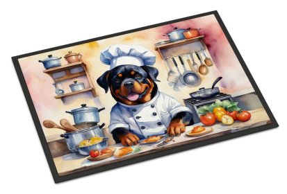 Rottweiler The Chef Doormat Front Door Mat Indoor Outdoor Rugs for Entryway, Non Slip Washable Low Pile, 18H X 27W -E