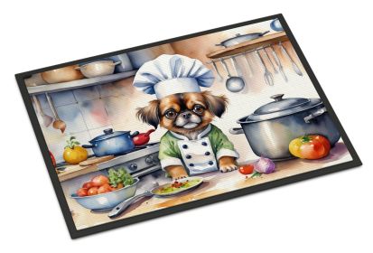 Tibetan Spaniel The Chef Doormat Front Door Mat Indoor Outdoor Rugs for Entryway, Non Slip Washable Low Pile, 18H X 27W -H
