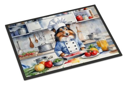 Sheltie The Chef Doormat Front Door Mat Indoor Outdoor Rugs for Entryway, Non Slip Washable Low Pile, 18H X 27W -G