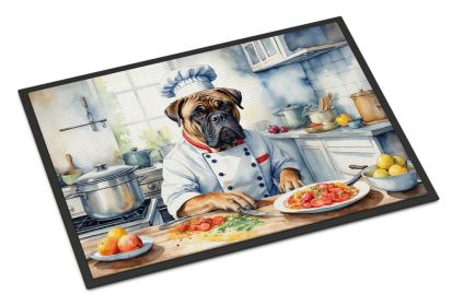 Bullmastiff The Chef Doormat Front Door Mat Indoor Outdoor Rugs for Entryway, Non Slip Washable Low Pile, 18H X 27W -I