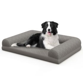 Egg-Foam Dog Crate Bed with 3-Side Bolster & Removable Washable Bed Cover