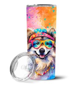 Keeshond Hippie Dawg Stainless Steel Skinny Tumbler Vacuum Double Walled Reusable Insulated Tumbler Travel Cup Coffee Cocktails Lid 20 oz
