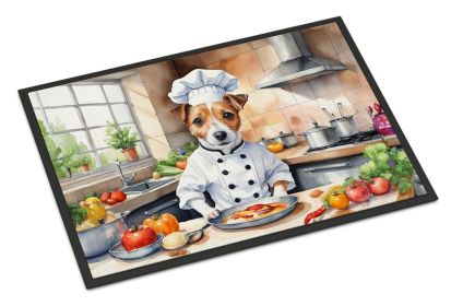 Jack Russell Terrier The Chef Doormat Front Door Mat Indoor Outdoor Rugs for Entryway, Non Slip Washable Low Pile, 18H X 27W -H