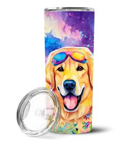 Yellow Labrador Hippie Dawg Stainless Steel Skinny Tumbler Vacuum Double Walled Reusable Insulated Tumbler Travel Cup Coffee Cocktails Lid 20 oz