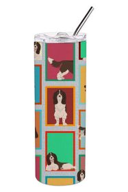 Lots of Liver English Springer Spaniel Stainless Steel Skinny Tumbler Vacuum Double Walled Reusable Insulated Travel Cup for Coffee with Lid -E