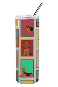 Lots of Airedale Terrier Stainless Steel Skinny Tumbler Vacuum Double Walled Reusable Insulated Travel Cup for Coffee with Lid, 20 oz -G