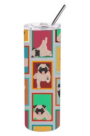 Lots of Fawn Pug Stainless Steel Skinny Tumbler Vacuum Double Walled Reusable Insulated Travel Cup for Coffee with Lid, 20 oz -I