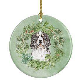 English Springer Spaniel Tricolor Christmas Wreath Ceramic Ornament Christmas Tree Hanging Decorations for Home Christmas HolidayParty