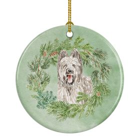 Briard Smiling Ears Up Christmas Wreath Ceramic Ornament Christmas Tree Hanging Decorations for Home Christmas HolidayParty