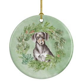 Dachshund Black & Tan Christmas Wreath Ceramic Ornament Christmas Tree Hanging Decorations for Home Christmas HolidayParty