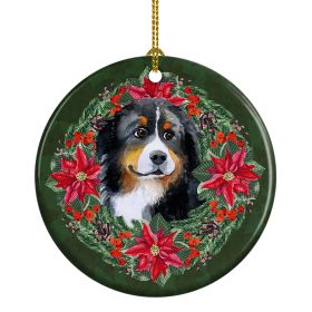 Bernese Mountain Dog Poinsetta Wreath Ceramic Ornament Christmas Tree Hanging Decorations for Home Christmas HolidayParty