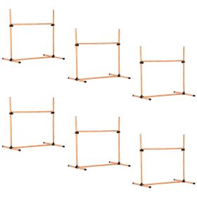 PawHut 6 Piece Dog Agility Training Set with High Jump Hurdle Bar Adjustable Height Carry Bag Whistle Orange-J
