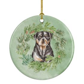 Rottweiler Sitting Tall Christmas Wreath Ceramic Ornament Christmas Tree Hanging Decorations for Home Christmas HolidayParty