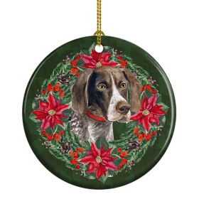 German Shorthaired Pointer Poinsetta Wreath Ceramic Ornament Christmas Tree Hanging Decorations for Home Christmas HolidayParty
