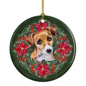 Jack Russell Terrier #2 Poinsetta Wreath Ceramic Ornament Christmas Tree Hanging Decorations for Home Christmas HolidayParty