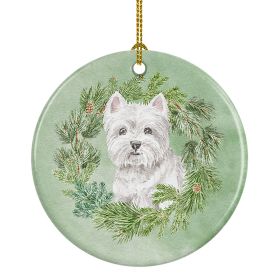 West Highland White Terrier Sitting Pretty Christmas Wreath Ceramic Ornament Christmas Tree Hanging Decorations for Home Christmas HolidayParty