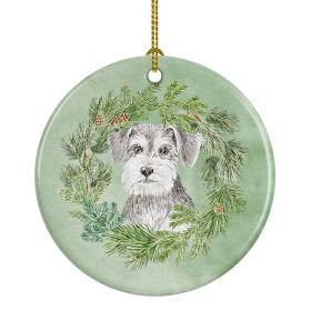 Schnauzer Salt & Pepper Christmas Wreath Ceramic Ornament Christmas Tree Hanging Decorations for Home Christmas HolidayParty