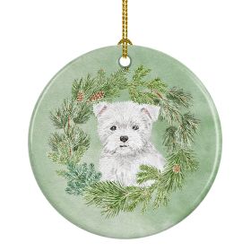 West Highland White Terrier Puppy Christmas Wreath Ceramic Ornament Christmas Tree Hanging Decorations for Home Christmas HolidayParty