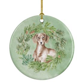 Dachshund Red Christmas Wreath Ceramic Ornament Christmas Tree Hanging Decorations for Home Christmas HolidayParty