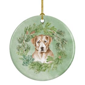 Labrador Retriever Yellow Christmas Wreath Ceramic Ornament Christmas Tree Hanging Decorations for Home Christmas HolidayParty