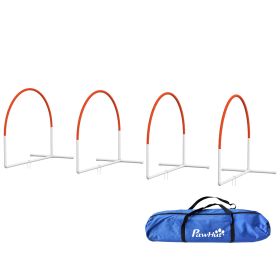 Dog Agility Kit Pet Obstacle Course Training Equipment Outdoor with Weave Poles, Carry Bag, Orange-E