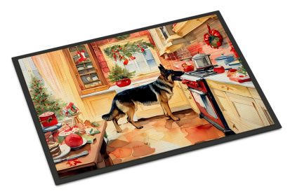German Shepherd Christmas Cookies Doormat Front Door Mat Indoor Outdoor Rugs for Entryway, Non Slip Washable Low Pile, 24H X 36W -A