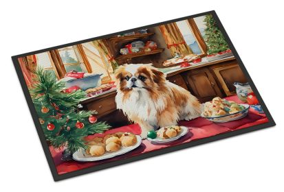 Pekingese Christmas Cookies Doormat Front Door Mat Indoor Outdoor Rugs for Entryway, Non Slip Washable Low Pile, 24H X 36W -J