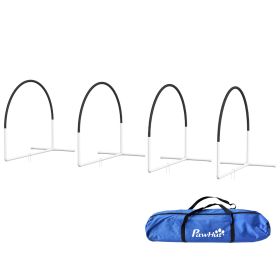 Dog Agility Kit Pet Obstacle Course Training Equipment Outdoor with Weave Poles, Carry Bag, Black-G