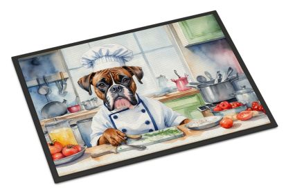 Boxer The Chef Doormat Front Door Mat Indoor Outdoor Rugs for Entryway, Non Slip Washable Low Pile, 24H X 36W -M